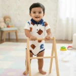 Polo Collared Printed Onesie