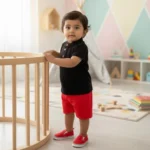 Waffle Mandarin Collared Tee & Twill Shorts