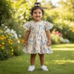 Volume Sleeved Printed Layered Dress