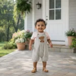 Teddy Striped Romper & Tee