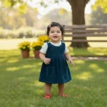 Ribbed Top and Corduroy Dungaree Dress