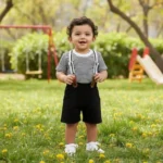 Striped Tee with Twill Suspender