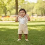 Linen Suspender & Shirt with Bow