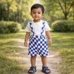 Checkered Loop Knit Suspender & Tee