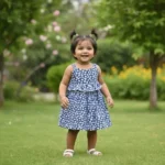 V Frill Floral Dress