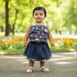 Layered Top & Lycra Denim Skirt