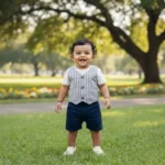 Striped Waistcoat with Tee & Twill Shorts