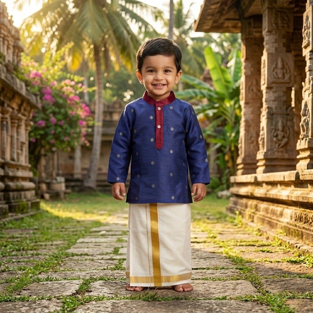 WhatsApp Image 2026-05-04 at 11.50.28 AM (6) Dotted Slub Silk Kurta and Velcro Mundu - Image 1