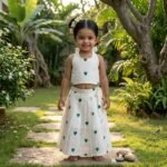 Khadi Hearts Embroidered Back Tying Top and Skirt