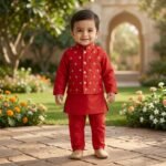 Butta Silk Bundi and Kurta Set