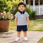 Striped Polo Tee & Twill Shorts
