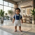 Dotted Suspender and Collared Tee with Bow