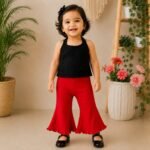Back Tying Lace Crop Top & Flared Pants - Image 3