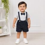 Jacquard Suspender with Printed Collared Tee