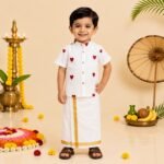 Khadi Hearts Embroidered Shirt and Velcro Mundu