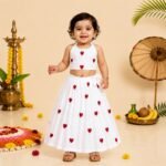 Khadi Hearts Embroidered Back Tying Top and Skirt