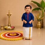 Dotted Slub Silk Kurta and Velcro Mundu