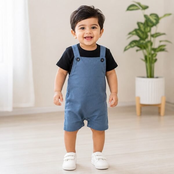 Denim Cute Romper and Waffle  Tee