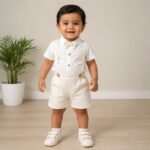 Dotted Suspender and Collared Tee with Bow
