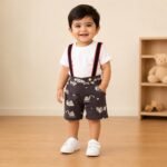 Printed Suspender with Round Neck Tee