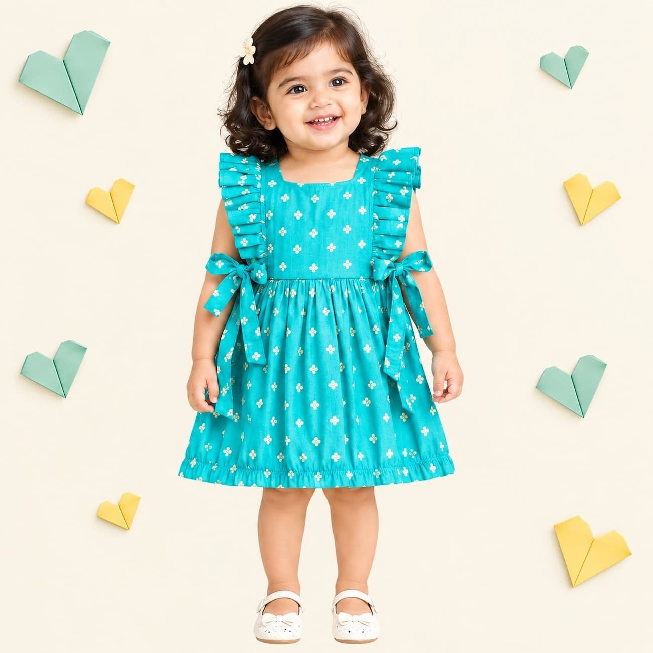 WhatsApp Image 2026-09-26 at 11.40.48 AM (1) Brocade Side Tying Frill Dress - Image 1