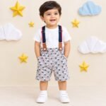 Printed Loop Knit Suspender and Tee