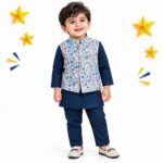 Printed Bundi and Kurta Set