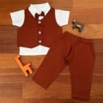 Linen Waistcoat & Pants with Collared Shirt - Image 3