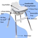 3 in 1 Spotty Baby Dining Chair with Footrest & extra tray, White-Grey Combo