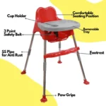 3 in 1 Bobo Red Baby Dining Chair with Footrest and Tray