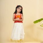 Brocade Bow Top and Checkered Kasavu Skirt - Image 5