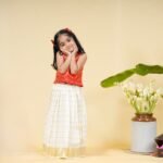 Brocade Bow Top and Checkered Kasavu Skirt - Image 6