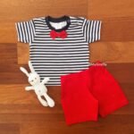 Striped Tee with Bow & Twill Shorts - Image 3