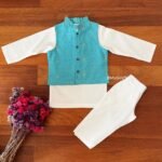 Printed Silk Bundi & Kurta Set - Image 5