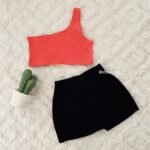 One Shoulder Crop Top & Skort - Image 4
