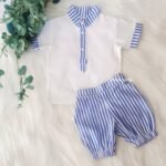 Mandarin Collared Shirt & Striped Shorts - Image 3