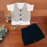 Striped Waistcoat with Tee & Twill Shorts - Image 3