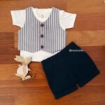 Striped Waistcoat with Tee & Twill Shorts - Image 2