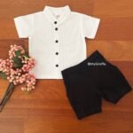 Pleated Mandarin Shirt & Twill Shorts - Image 2