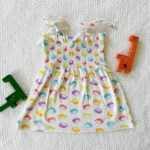 Printed Smocked Top Tying Dress - Image 3