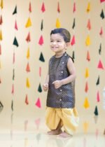 Brocade Silk Sleeveless Kurta & Dhoti Pants - Image 4