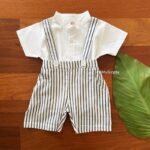 Striped Suspender & Mandarin Collared Shirt - Image 2