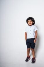 Pleated Mandarin Shirt & Twill Shorts - Image 4