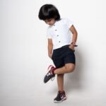 Pleated Mandarin Shirt & Twill Shorts